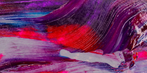 Purple, red and black on canva.
