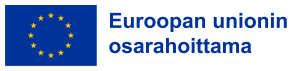 Euroopan lippu, jonka vieressä on sinisellä teksti Euroopan unionin osarahoittama.